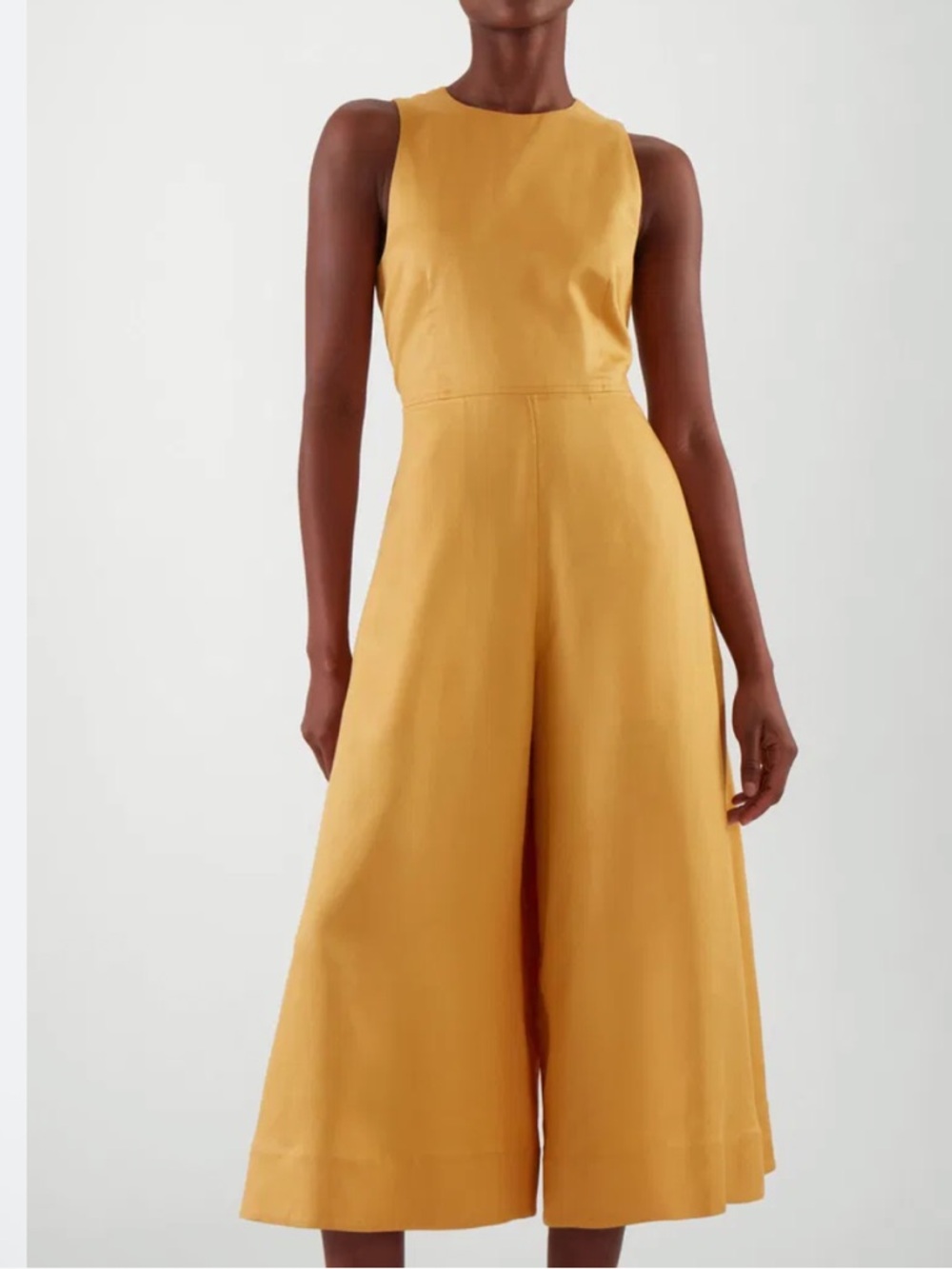 COS Sleeveless Mustard Wide-Leg Drawstring Jumpsuit with open back